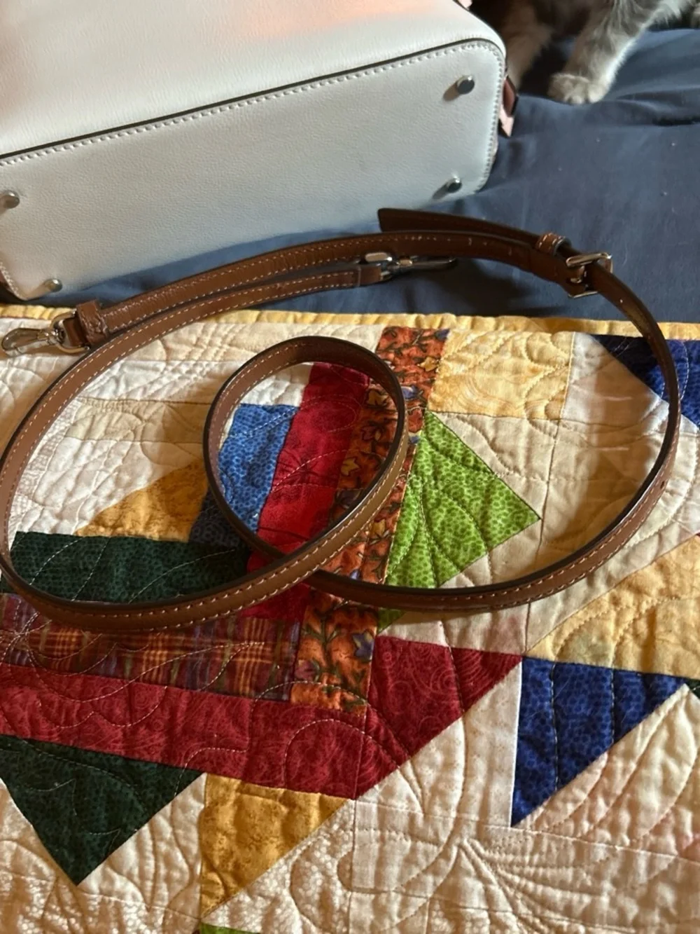 kate spade Two-Tone Cream and Brown Dome Satchel with Pink Trim